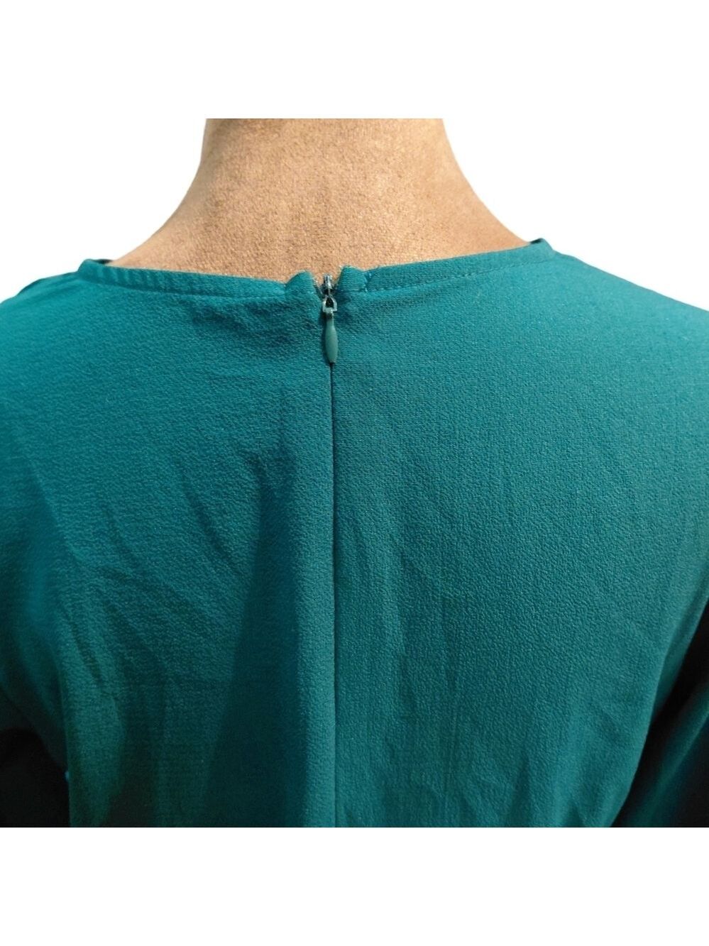 Vintage Handmade Emerald Green Wrap Ruffle Dress Small Romantic 80s 90s - Picture 5 of 6